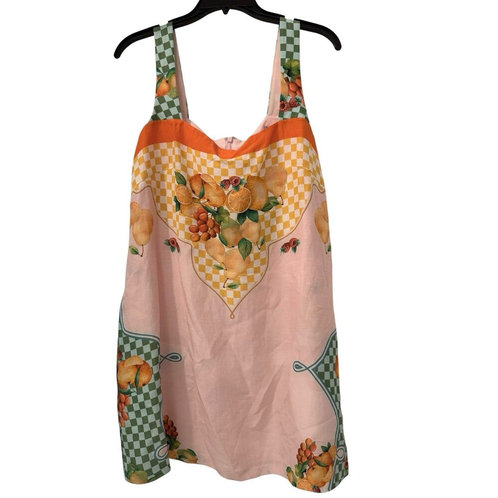New Antonio Melani Eliana Printed Linen Square Neck Sleeveless Dress Sz Lg - Picture 3 of 11